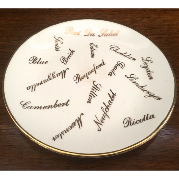 Vintage NAPCO Ceramic Cheese Plate 22K Gouda Muenster Swiss Camembert Limburger - Picture 5 of 9